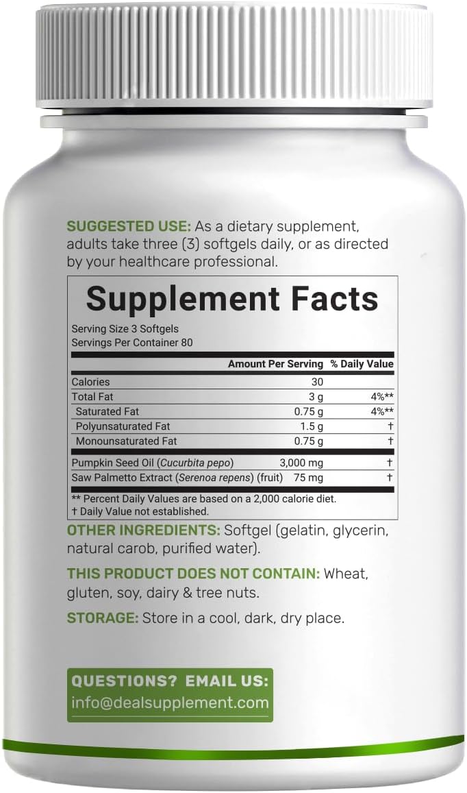 Detalle de Pumpkin Seed Oil Supplement 240 Softgels