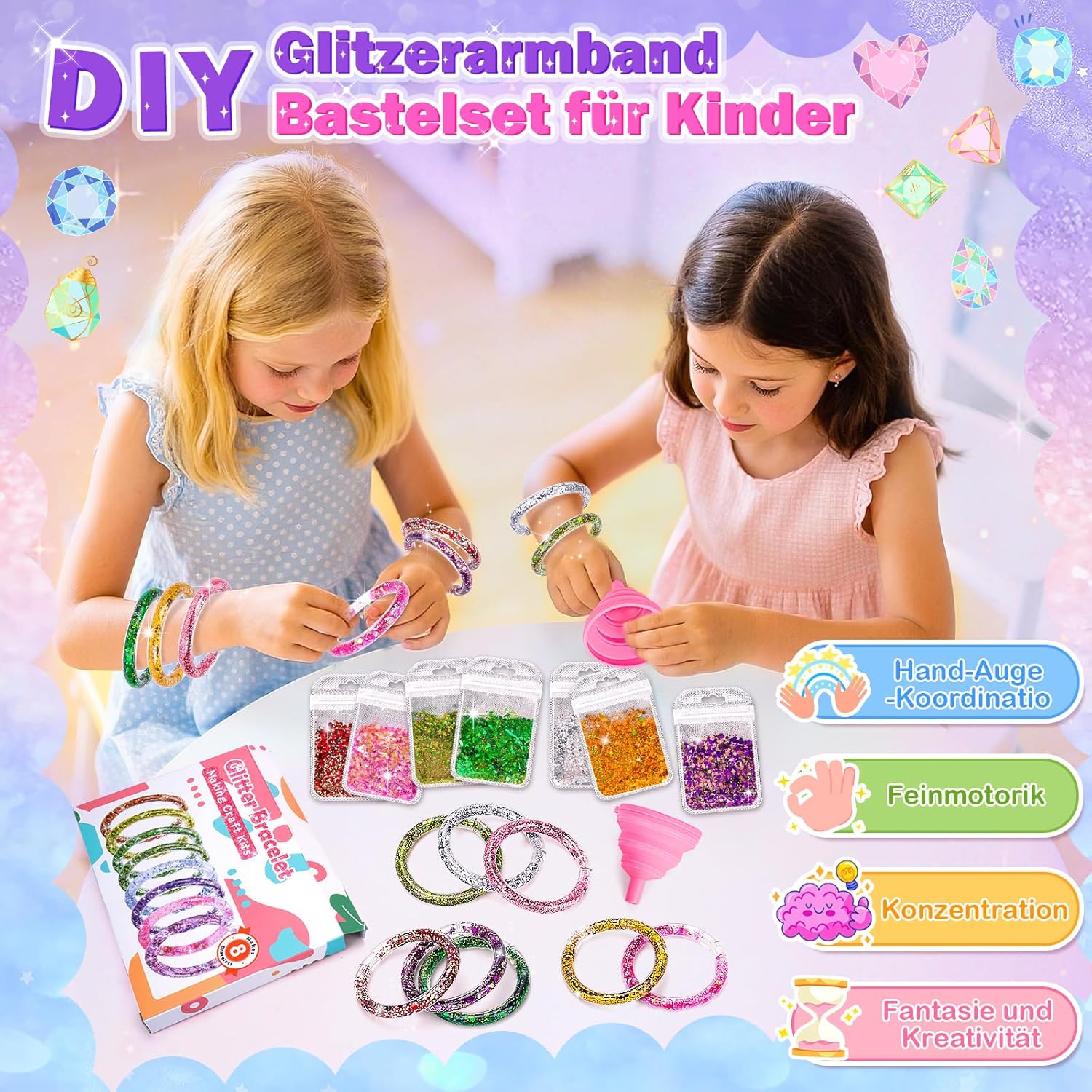 Thumbnail 1 de Bastelset Glitzerarmbänder 8er Set 🎨