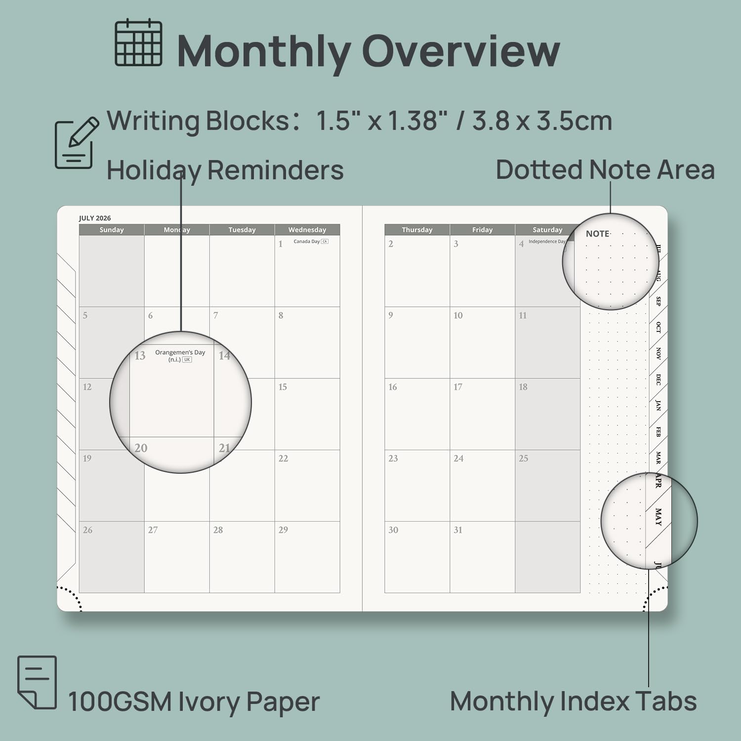 Detalle 2 de POPRUN 2026-2027 Academic Planner, 30-Minute Slots, 100 GSM Paper
