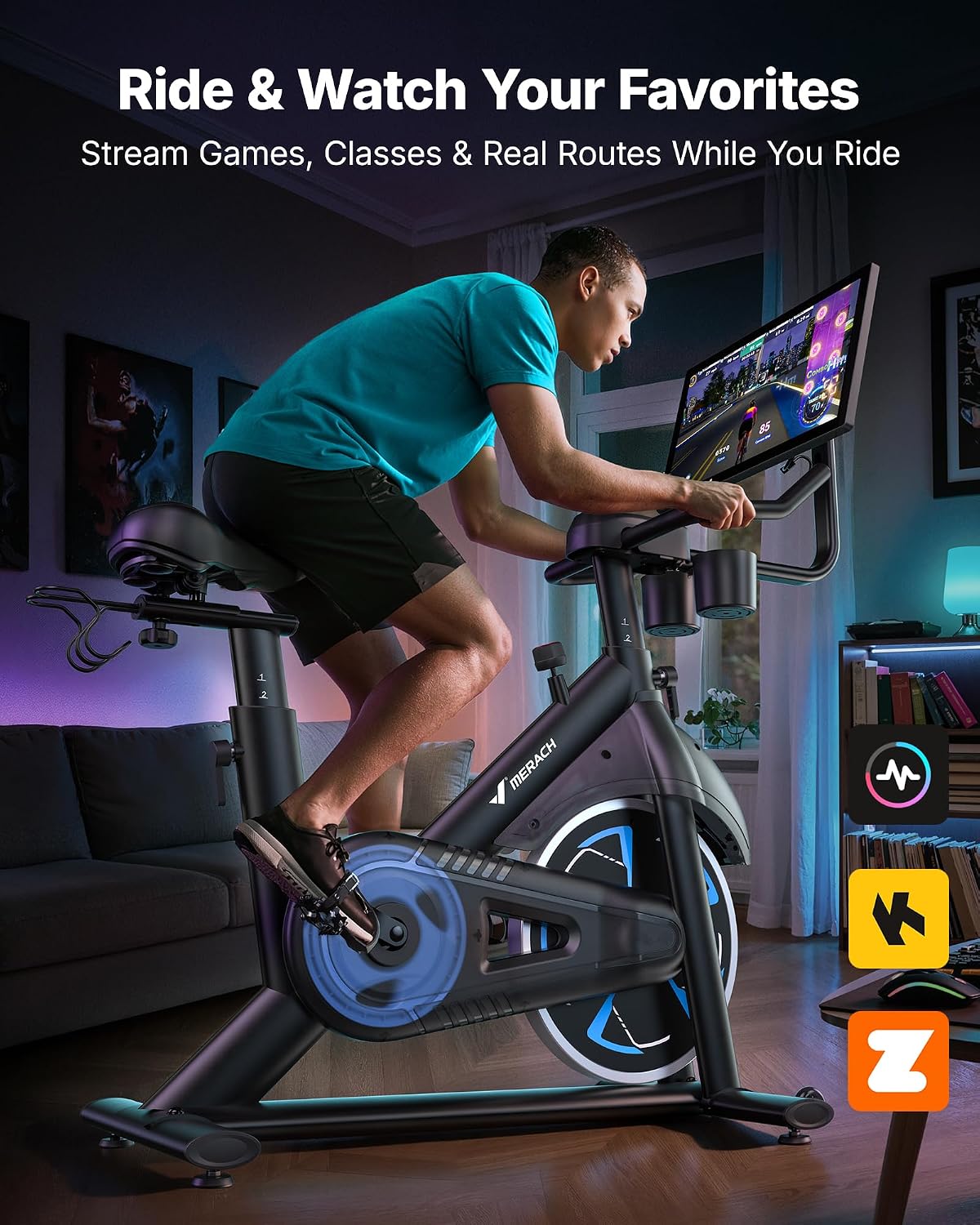 Detalle 2 de MERACH Exercise Bike with 21.5-Inch Display