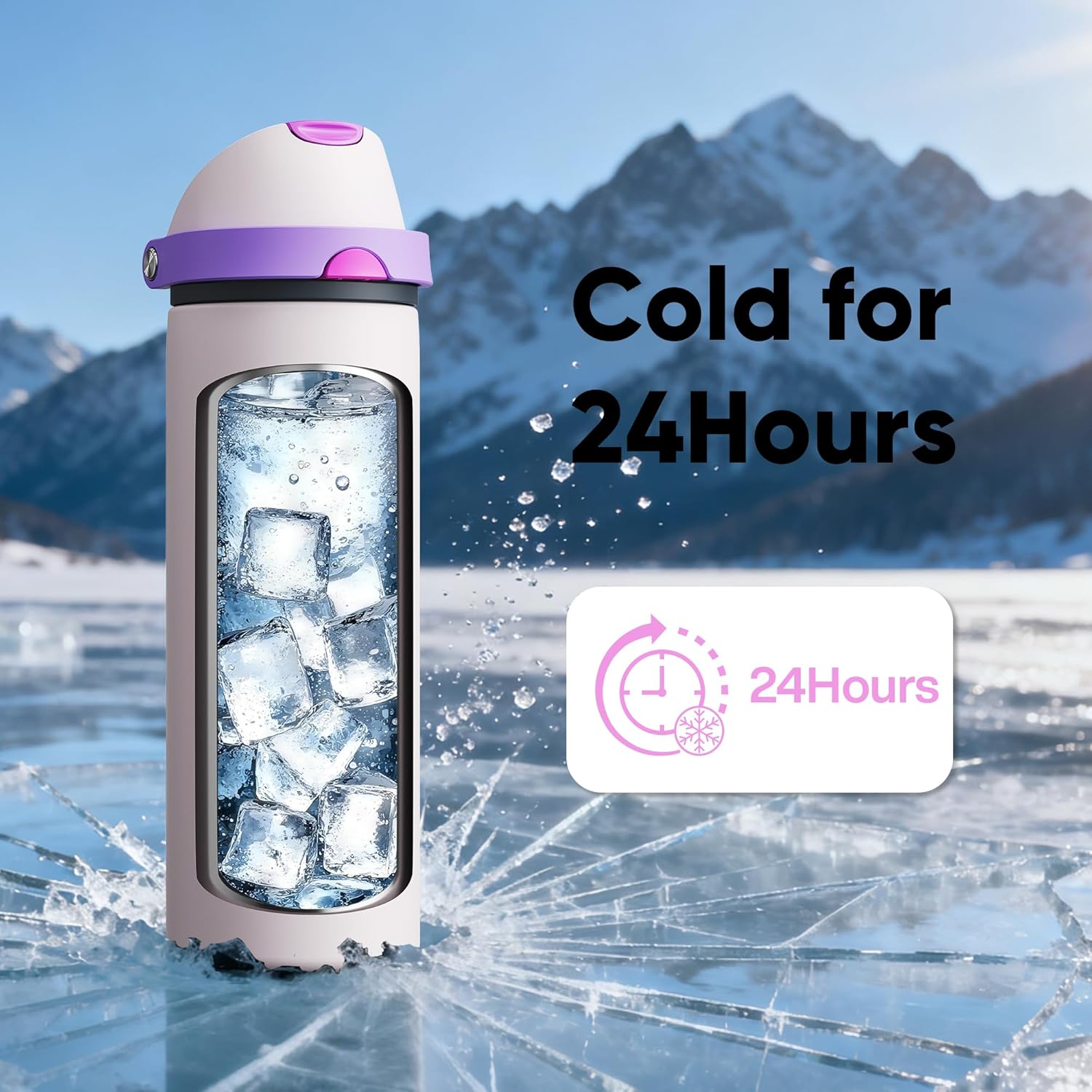 Thumbnail 6 de Encool 24 oz Insulated Stainless Steel Water Bottle with Straw and Push-Button Lid (Oyster Pink)