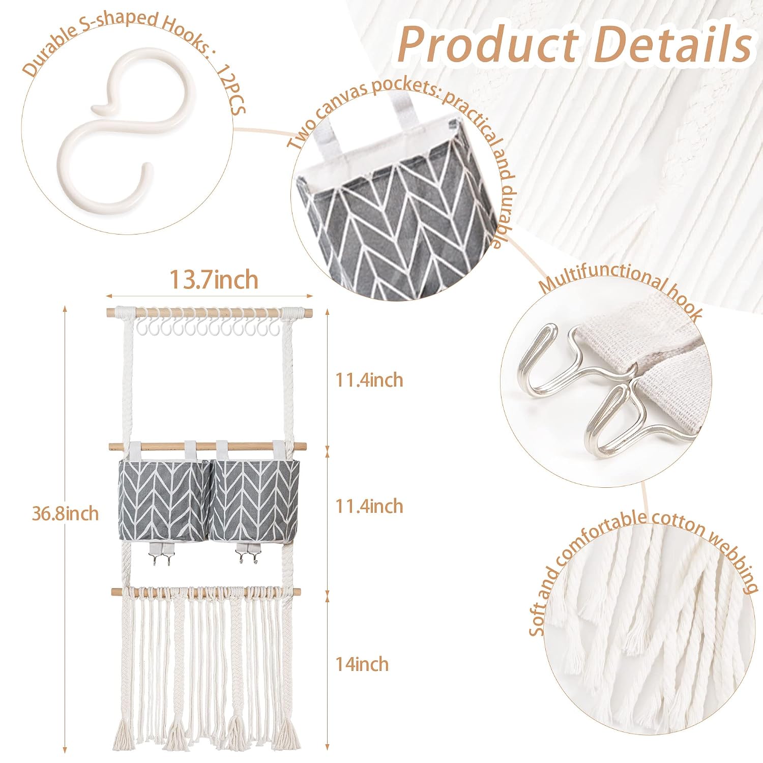 Thumbnail 1 de kangaroo Baby Headband Organizer, 20 S-Hooks, 2 Pockets, 14" x 37