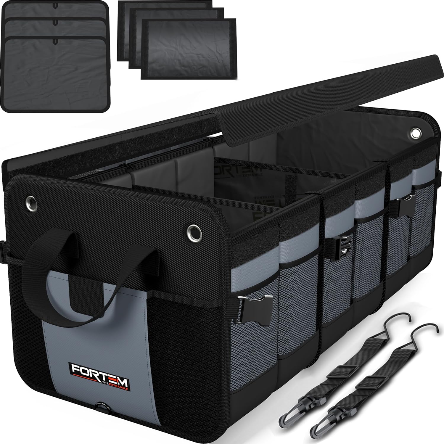 Detalle de Fortem Car Boot Organiser (Collapsible Multi-Compartment, 90L) for SUV Trunk Storage