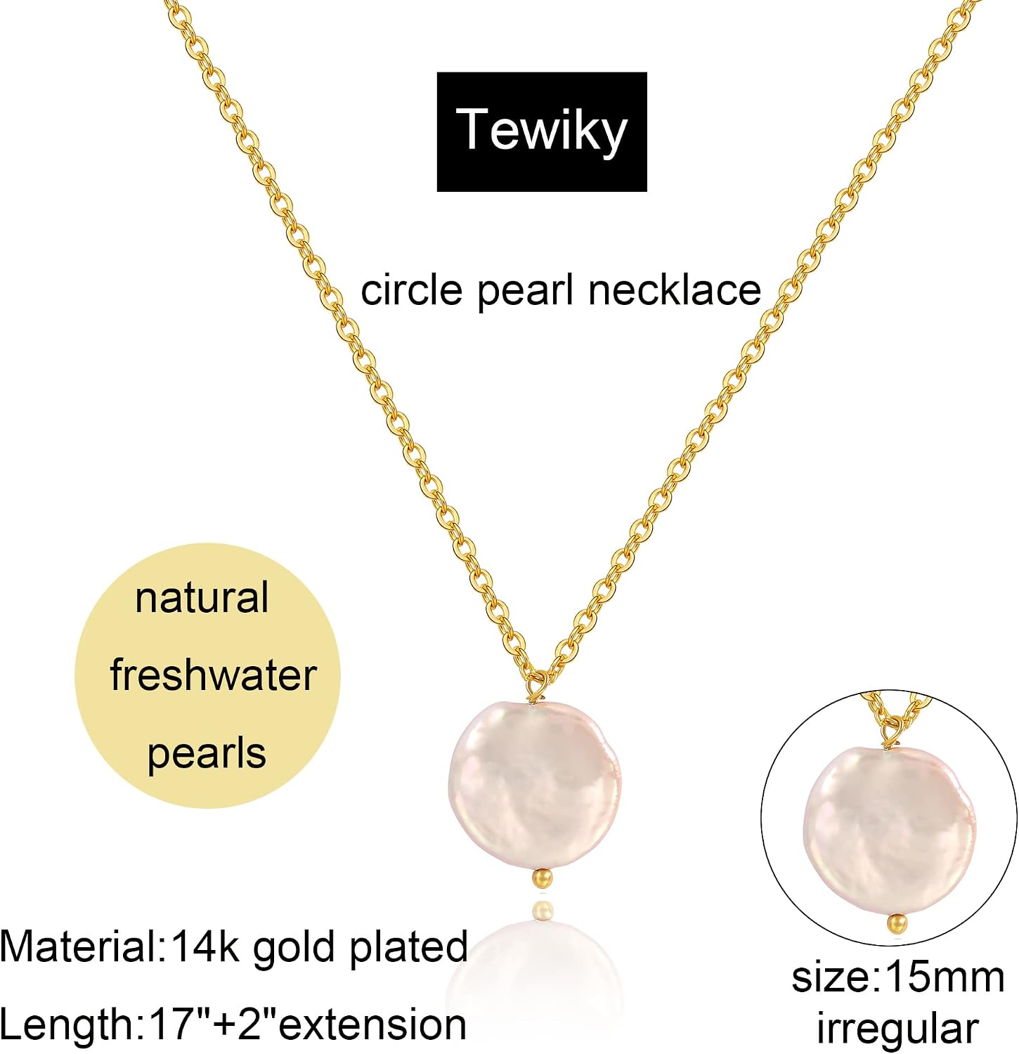 Detalle de Tewiky Pearl Necklace, 14K Gold-Plated