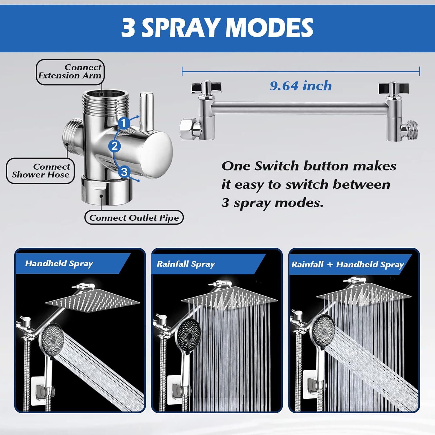 Thumbnail 2 de 8" Rain Shower Head with Handheld Combo