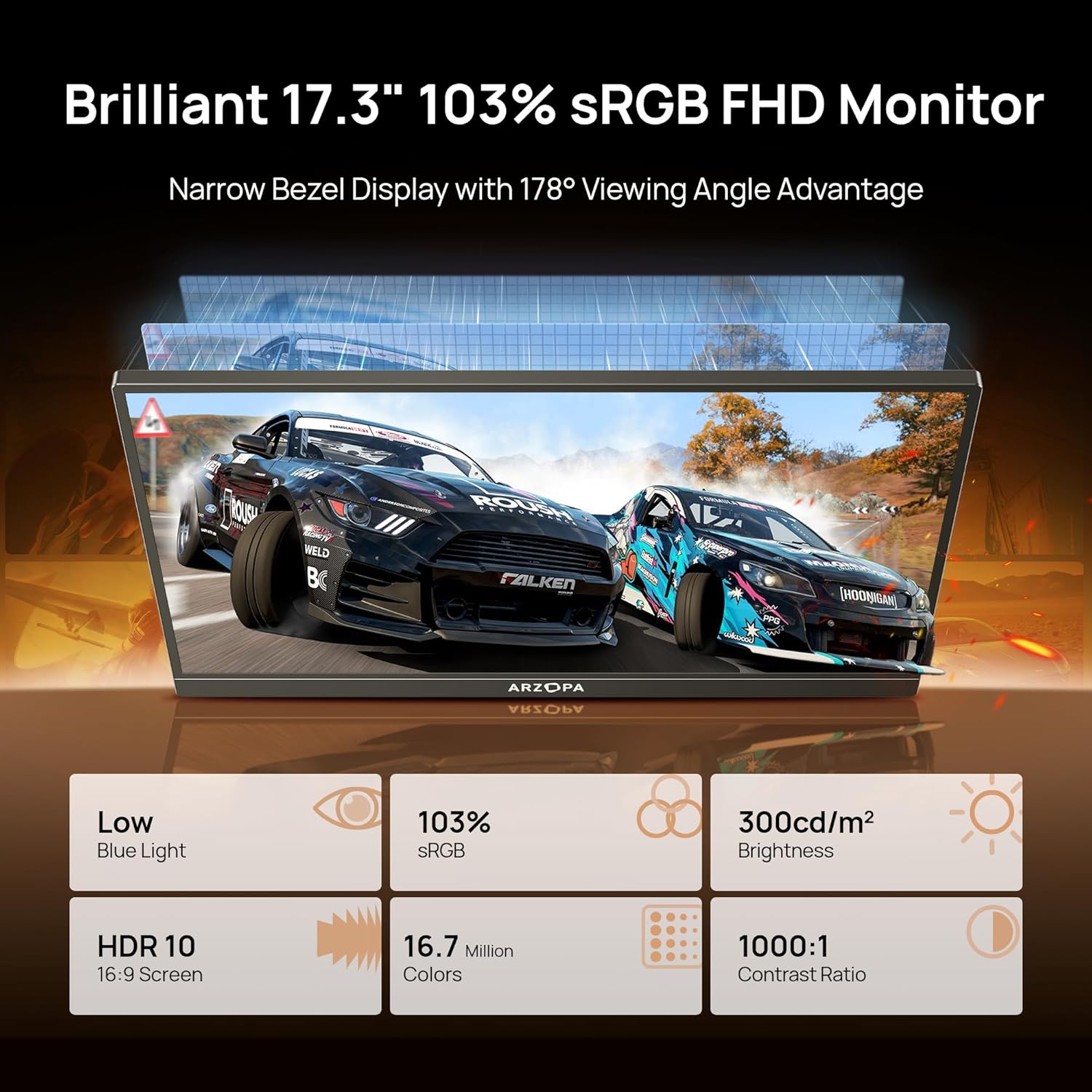 Thumbnail 4 de ARZOPA 17.3 inch Portable Monitor 1080p IPS
