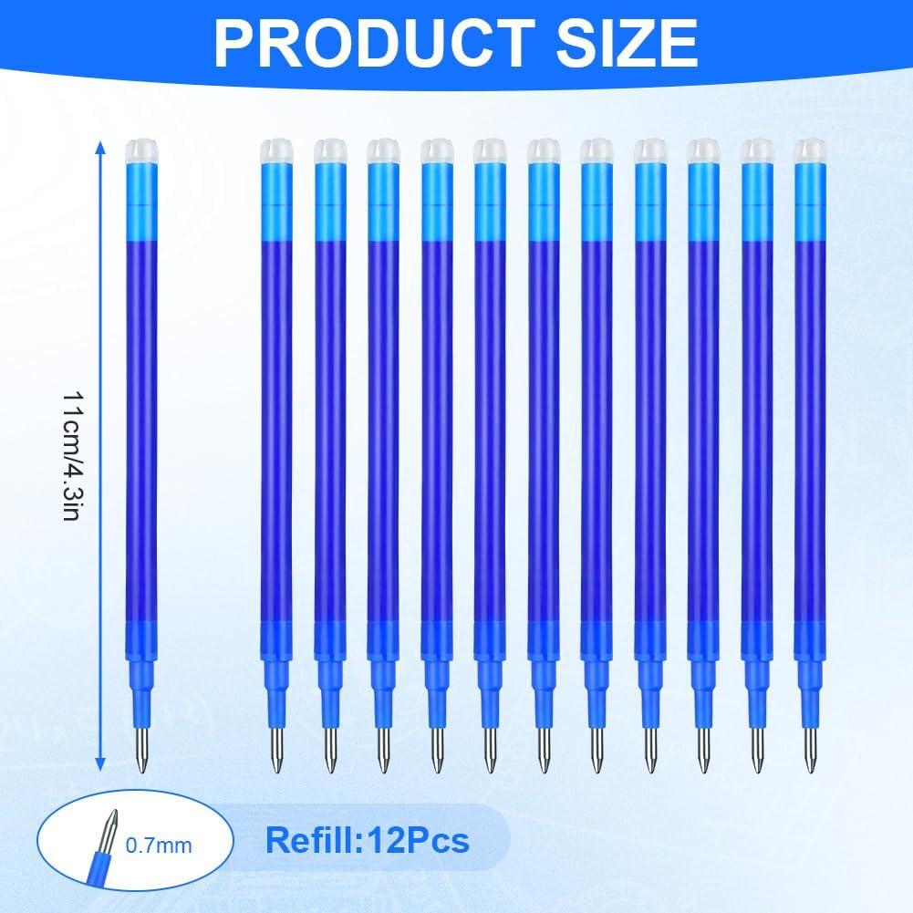 Detalle de Vicloon recharge pour stylo gel effaçable (12 recharges) pointe 0,7 mm, bleu