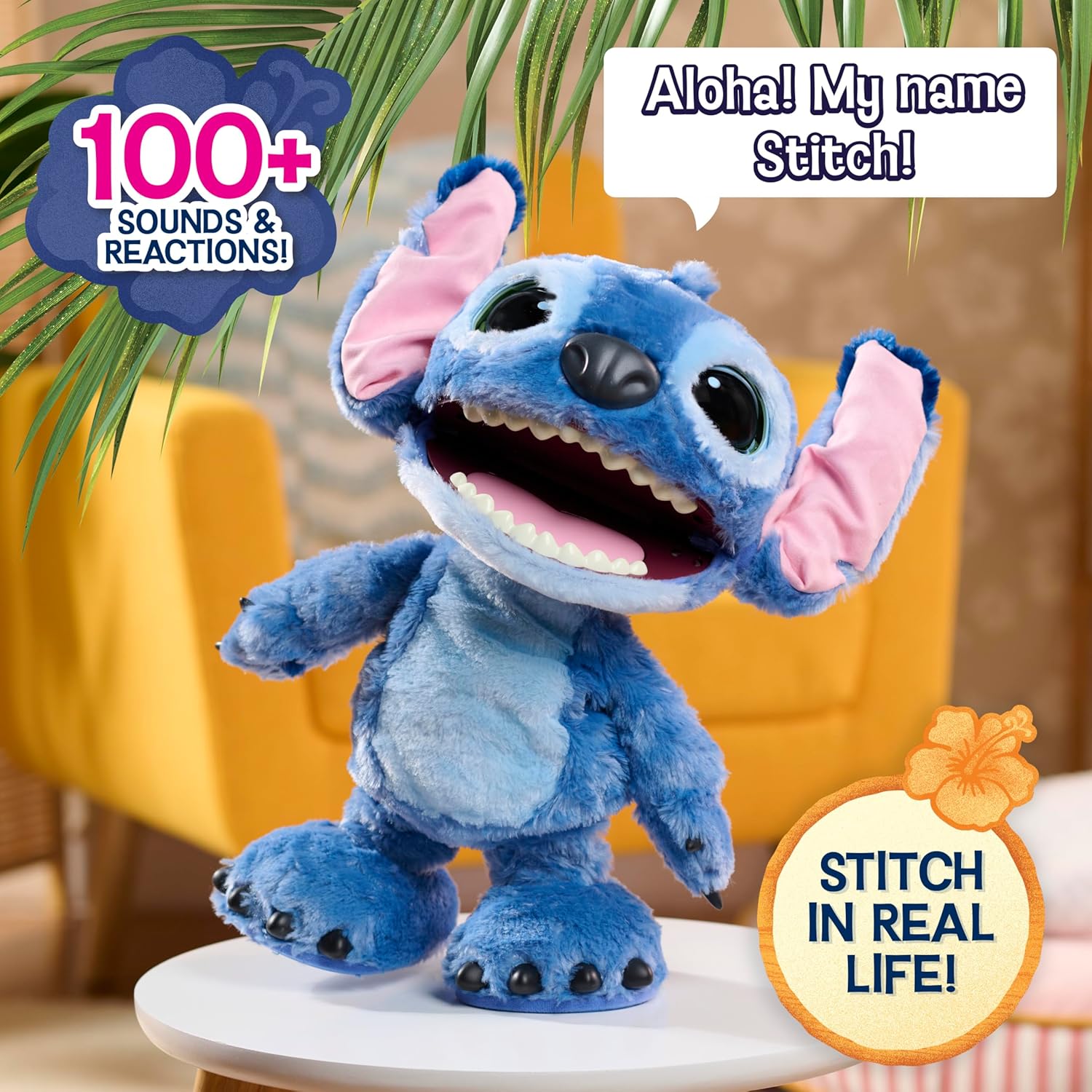 Thumbnail 1 de Peluche interactive Stitch de Disney – 43 cm, plus de 100 sons et réactions – Just Play