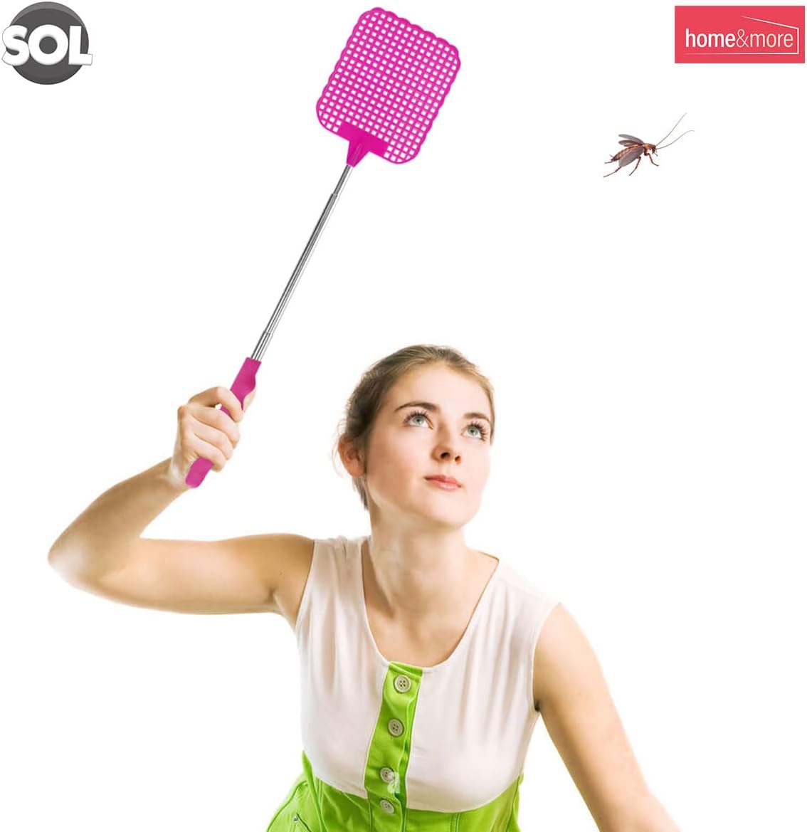Detalle de SOL 4pk Long Fly Swatter 45cm: Heavy Duty Swats for Flying Pests