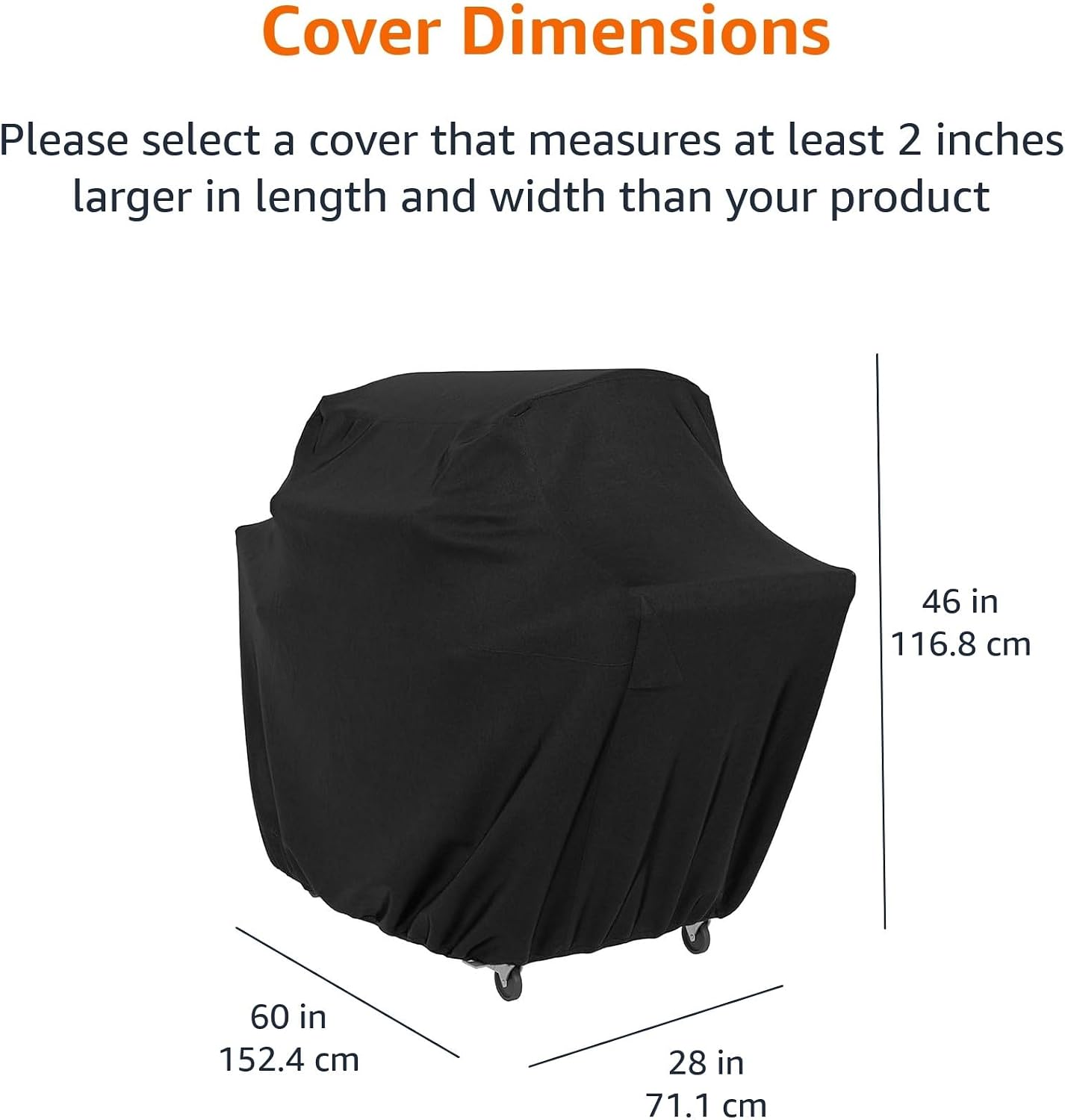Detalle de Amazon Basics Gasgrill-Abdeckhülle, 152 x 71 x 117 cm, wasserabweisend, Schwarz