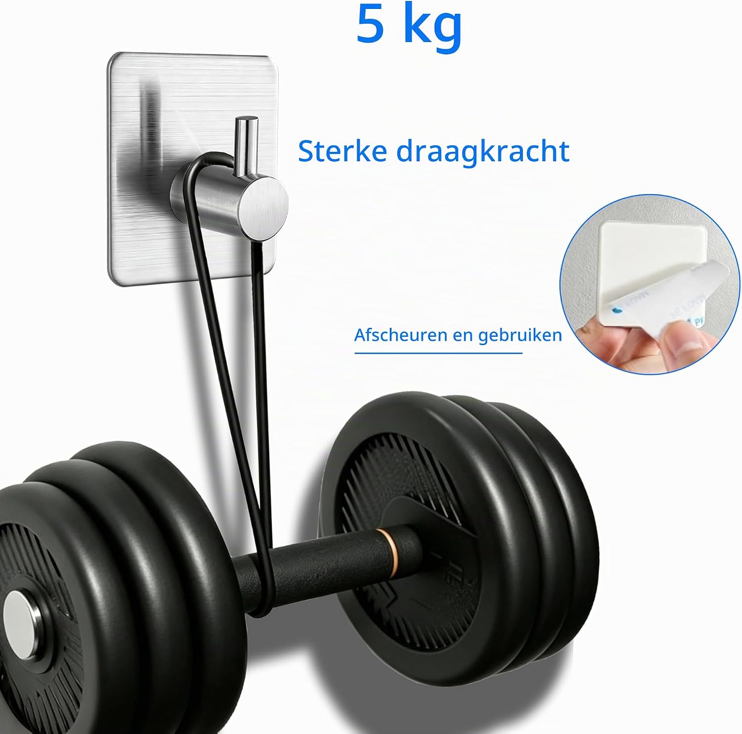Detalle de AITODOS TA UK-GG-04 zelfklevende haken, RVS, zilver, draagvermogen 5 kg