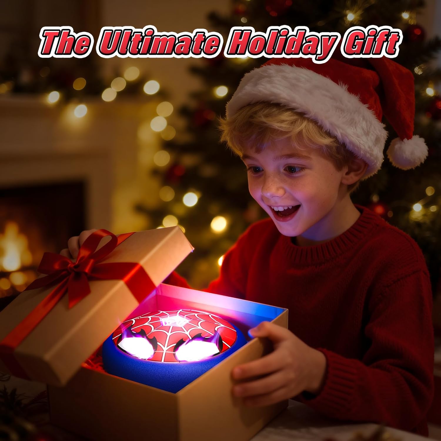Thumbnail 6 de Light Up Hover Soccer Ball for Kids with Glowing Web Design & LED Eyes