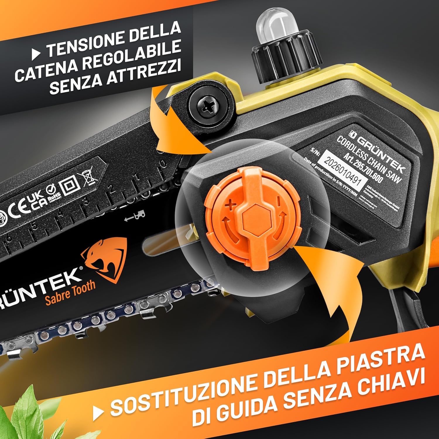 Thumbnail 6 de GRÜNTEK Mini Motosega a Batteria 700W Sabre Tooth: potenza senza cavi per potature precise
