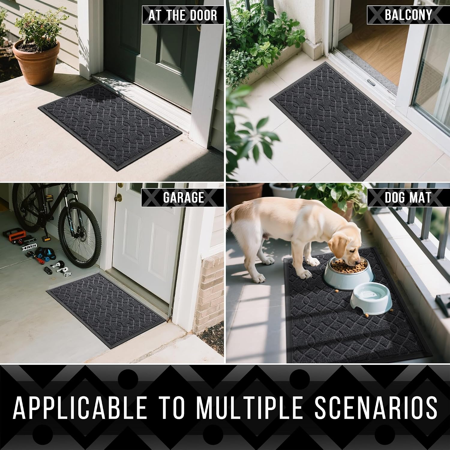 Thumbnail 5 de Yimobra Durable Indoor Door Mats 72x24 Polyester Runner, Black Gray