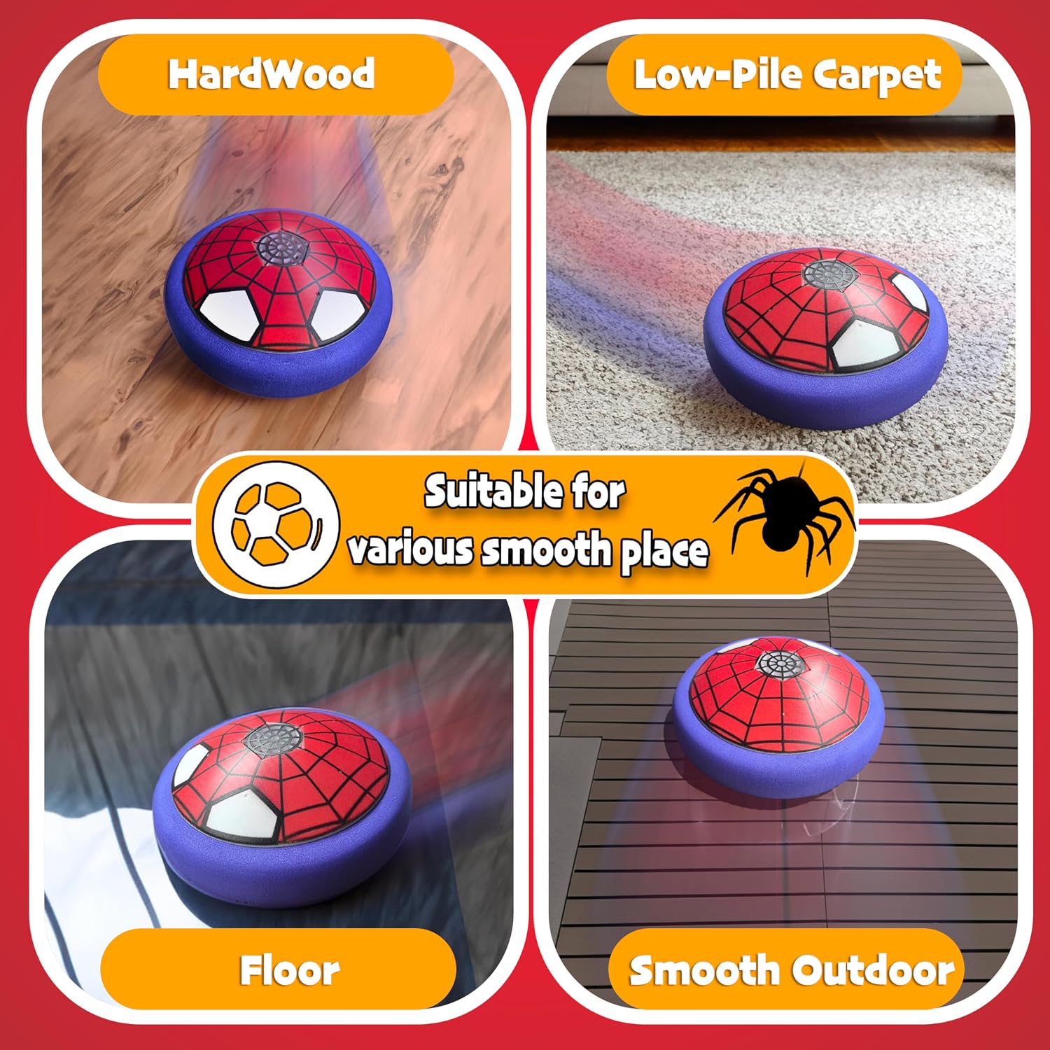 Thumbnail 5 de Spider Hover Football with LED Lights: Indoor Fun for Kids 3–12