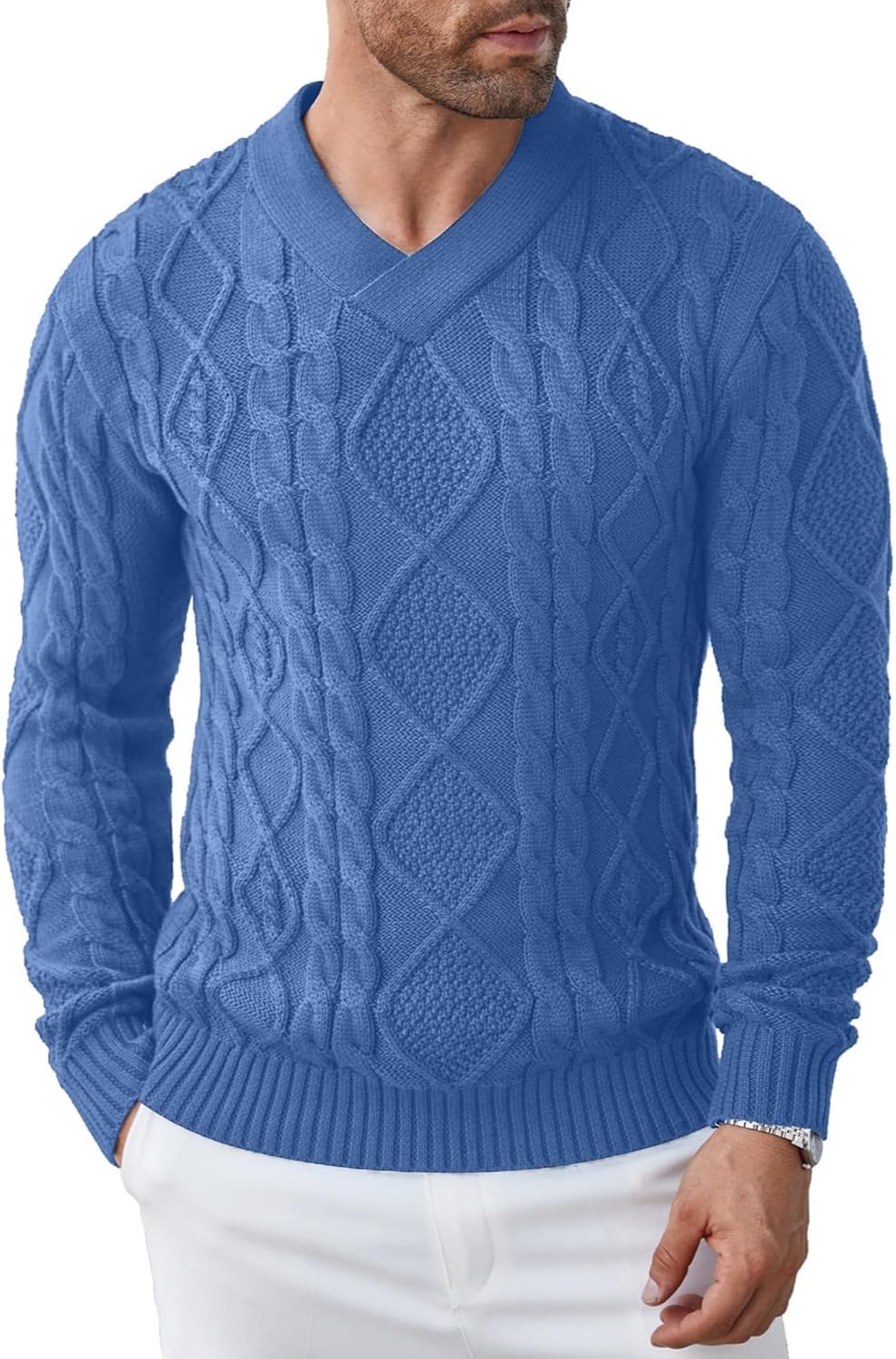 Detalle de COOFANDY Maglione Slim Fit Scollo a V