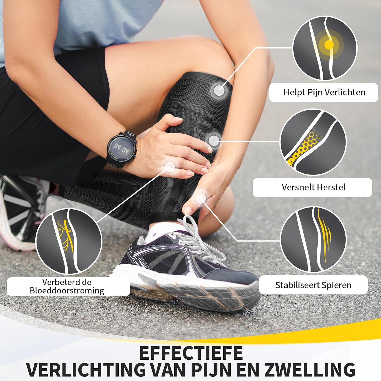 Detalle de CAMBIVO CFS10 compressiekousen zonder voet voor sport en dagelijks gebruik