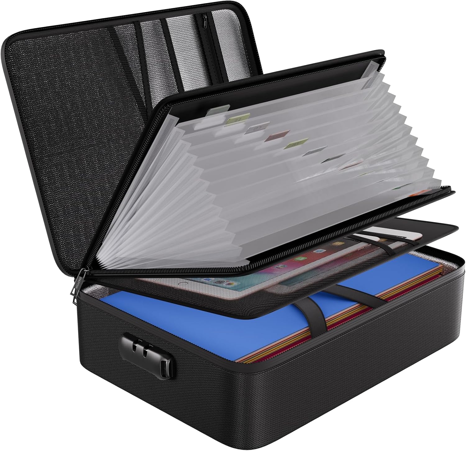 Detalle de ENGPOW EG056 Fireproof Document Organizer Bag with Lock, 13 Pockets