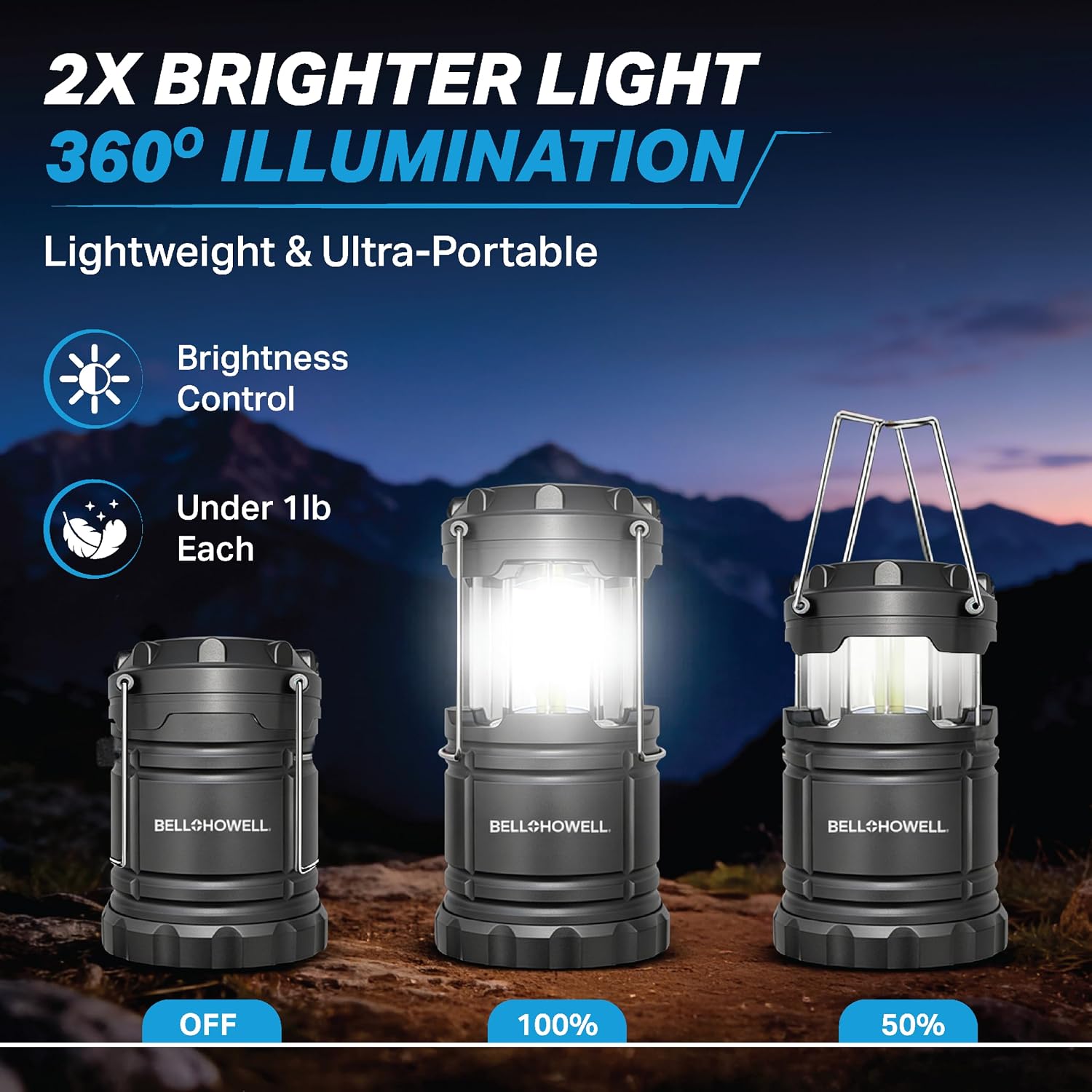 Detalle 1 de Bell+Howell TACLIGHT Multipurpose Camping Lanterns, 4-Pack, Collapsible IP65 LED
