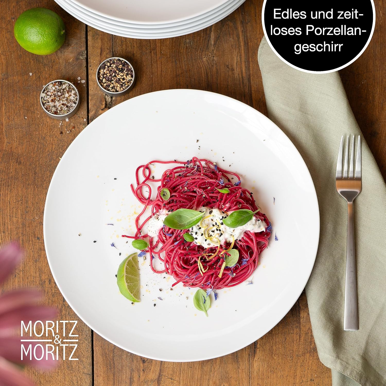 Thumbnail 4 de Moritz & Moritz BASIC Essteller-Set für 6 Personen (6 flache Teller) – weiß, Ø 27 cm, Porzellan