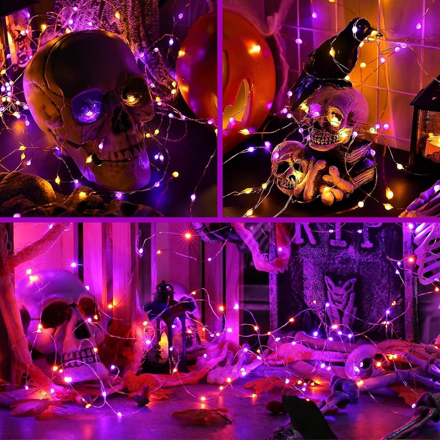 Thumbnail 5 de AcaJoe JT000130GYCA Halloween String Lights, 2 x 100 Orange & Purple LEDs
