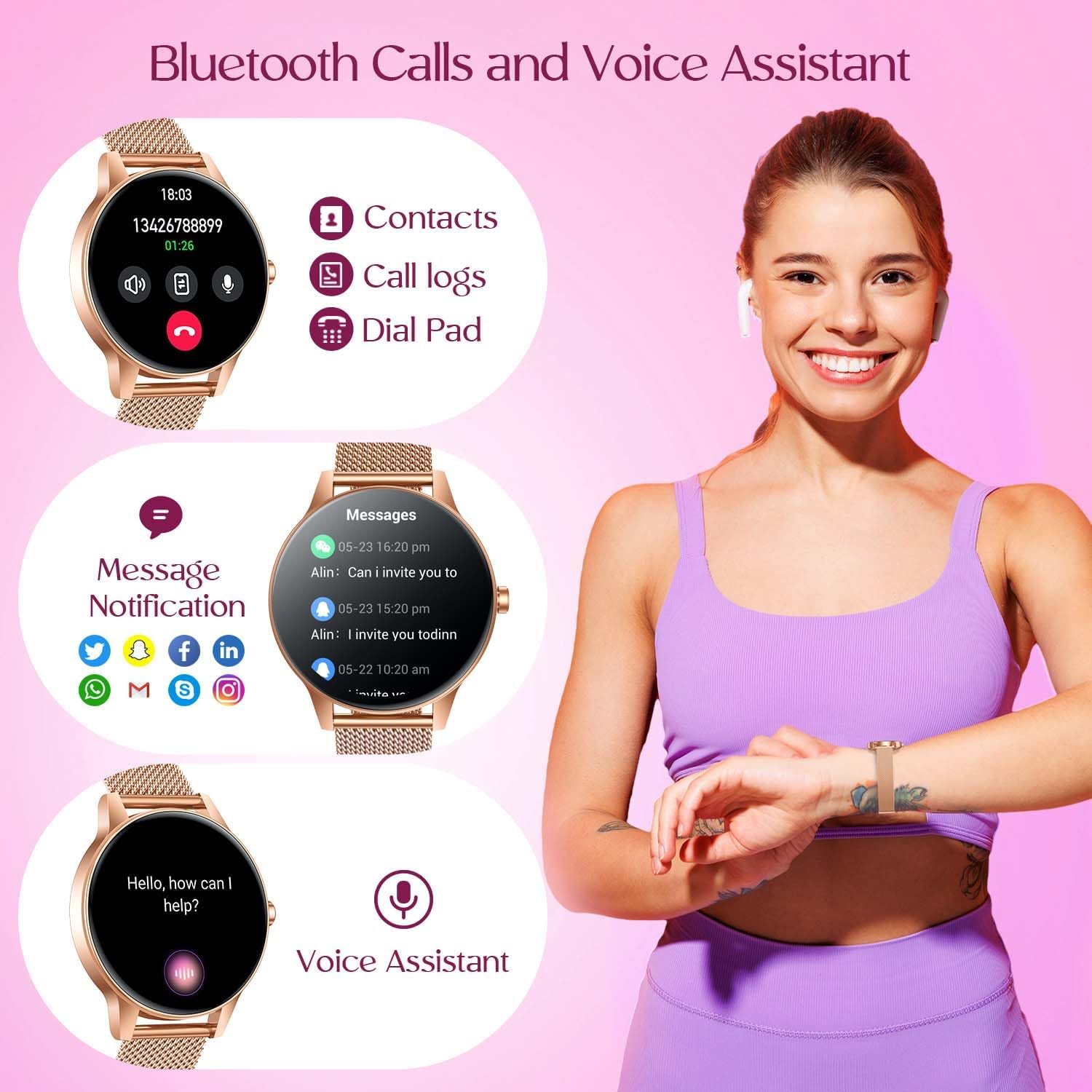 Detalle 2 de Smartwatch Reloj Inteligente Mujer 1.27" TFT
