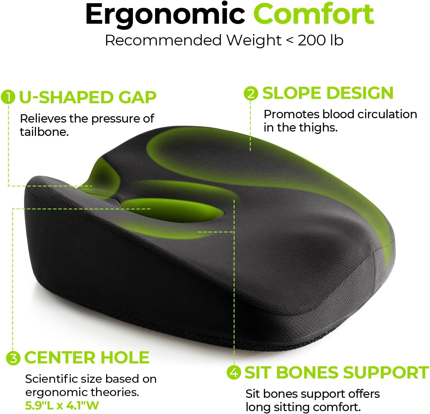 Detalle de AUVON Donut Seat Cushion Memory Foam