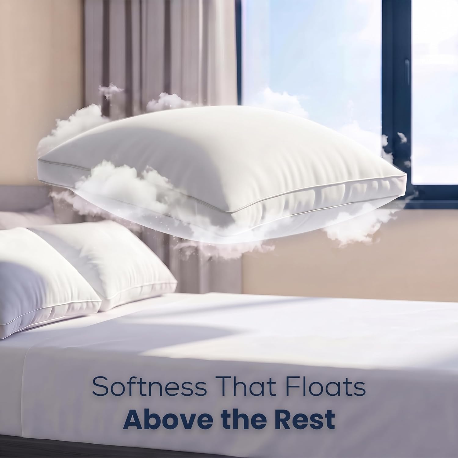 Detalle de Utopia Bedding Gusset Bed Pillow, Hotel-Quality Comfort (Queen, Set of 2)