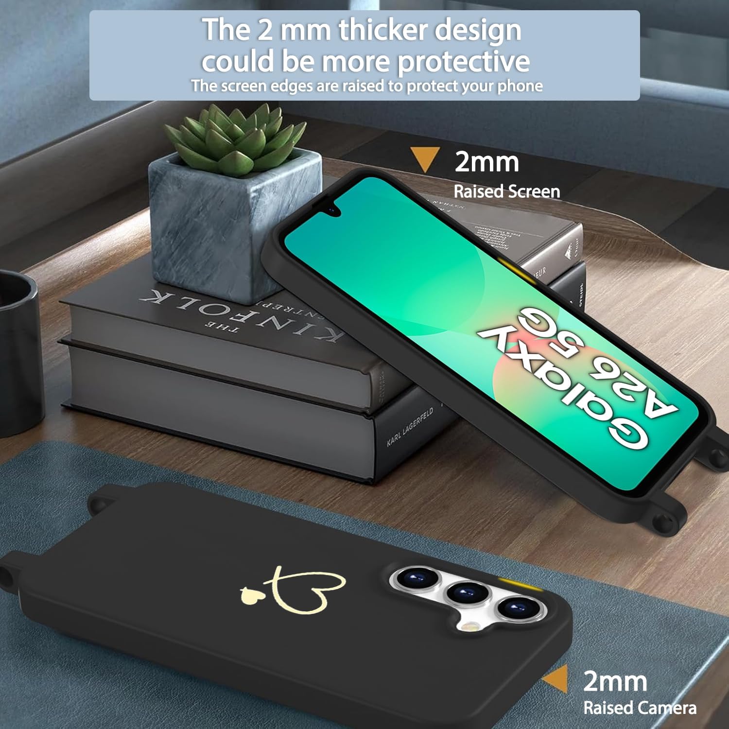 Thumbnail 4 de AoozeFon Hülle mit Band für Samsung Galaxy A26 5G/4G – abnehmbares Handyband, TPU-Schutz, Schwarz