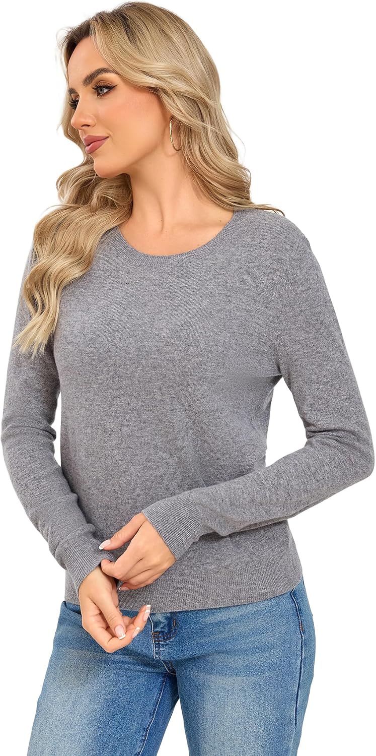 Detalle de VETLURY Damen Rundhalspullover aus 100% Merino-Wolle – Weicher Strick, zeitloses Basic