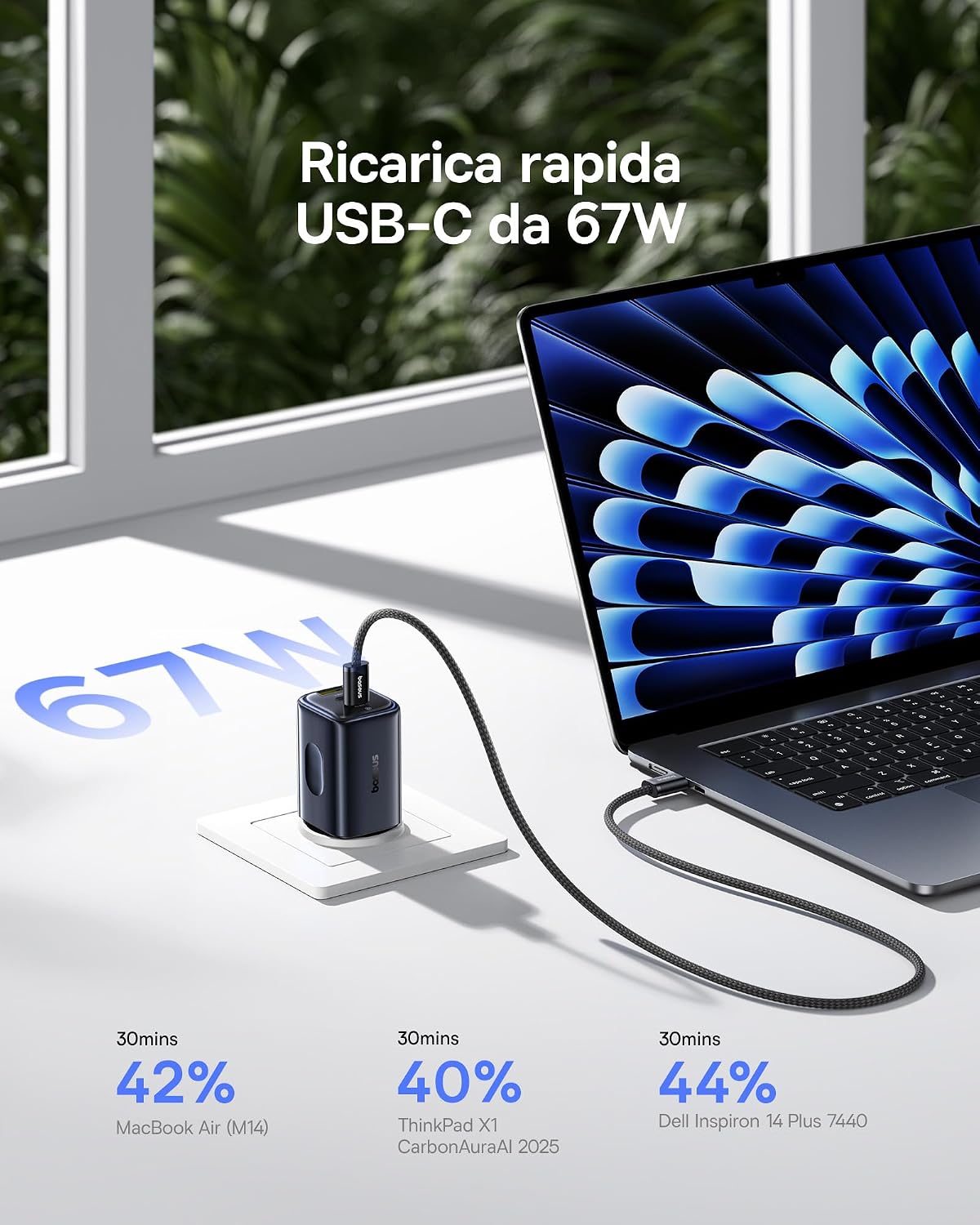 Detalle 2 de Baseus Picogo 67W caricatore USB-C