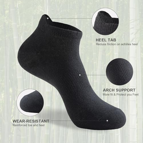 Detalle de Niorasen Bamboo Trainer Socks for Men & Women – 6 Pairs, Low Cut, Black (UK 9-11)