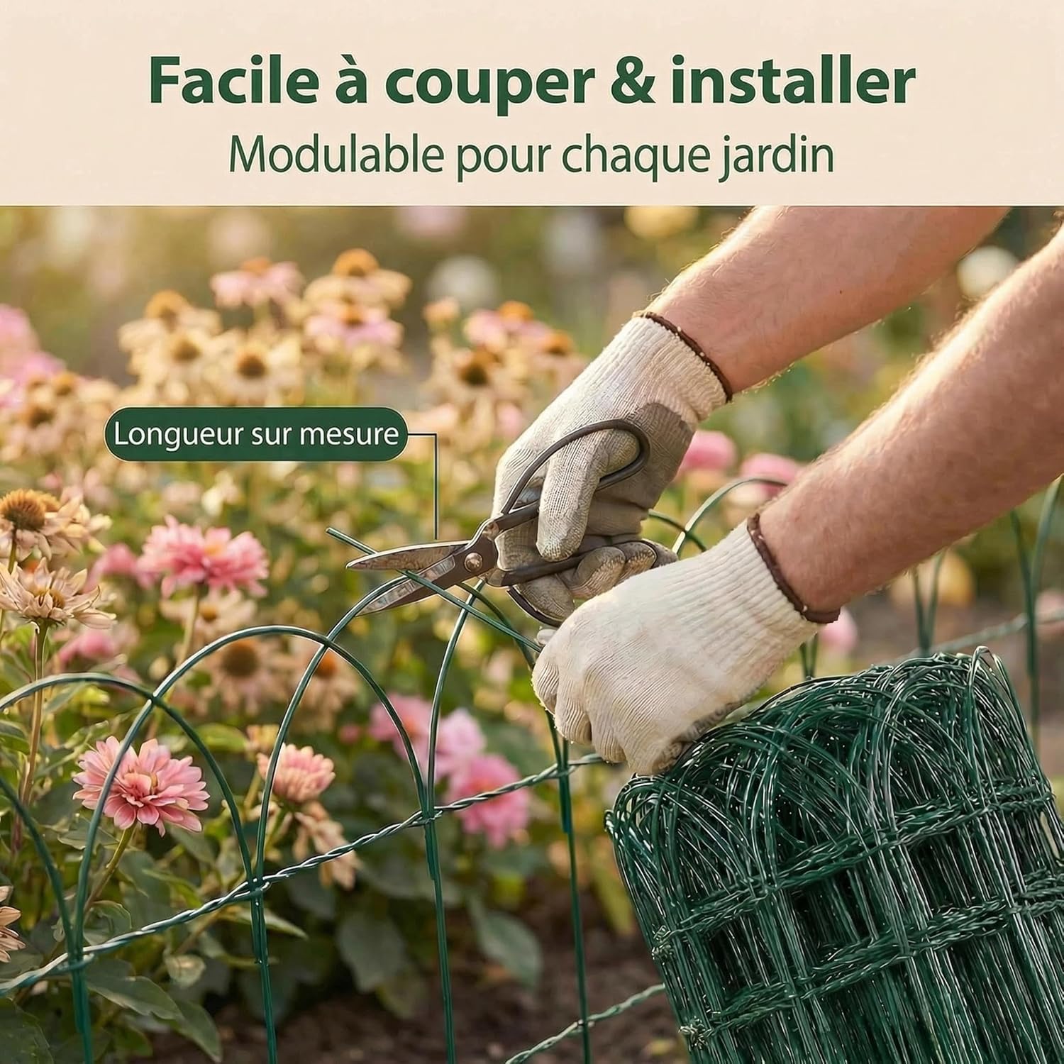 Thumbnail 3 de Clôture de bordure de jardin Amagabeli 0,4 m × 25 m — Fil métallique PVC, vert, anti-rouille