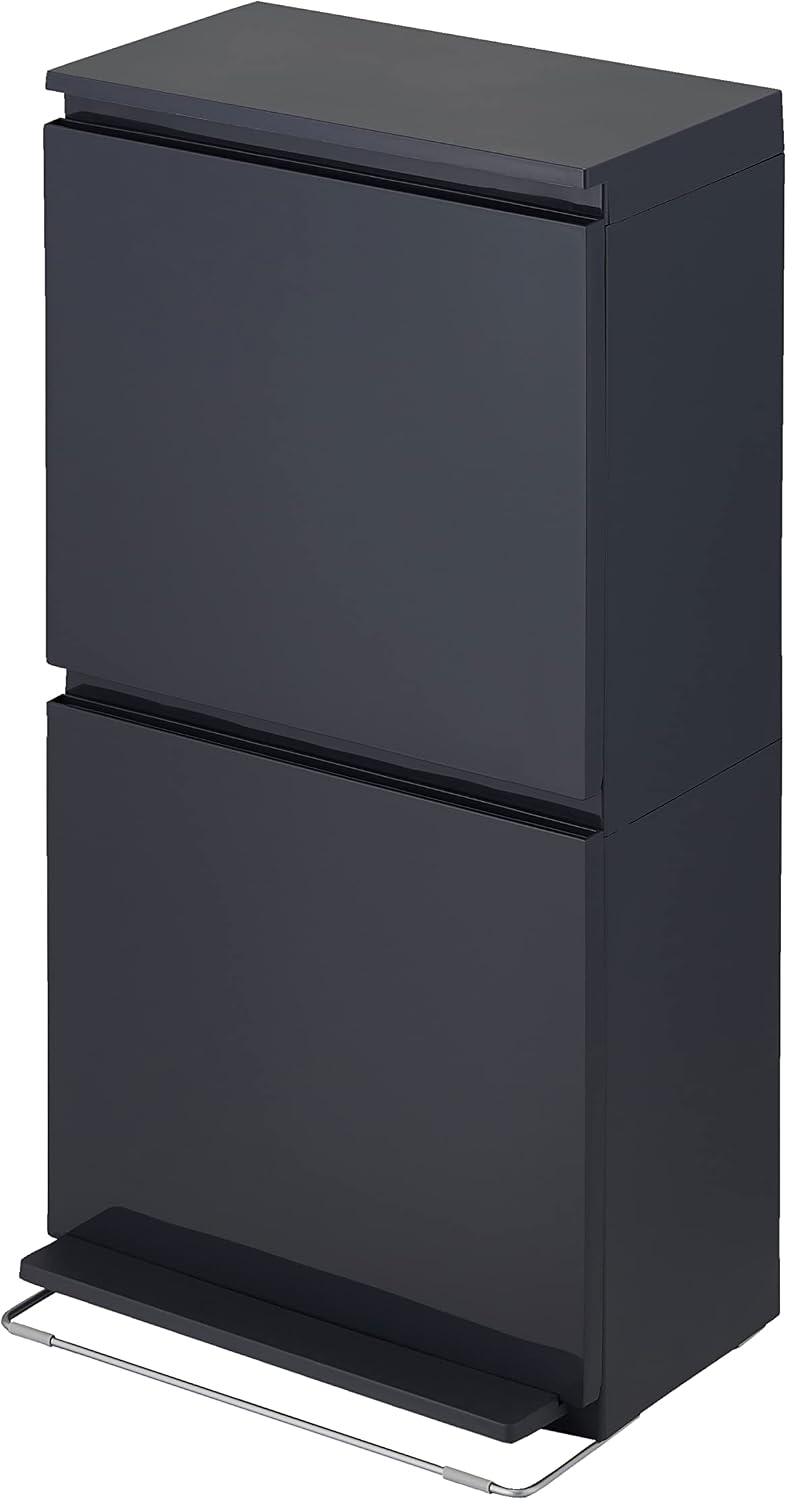 Detalle de アスベル 分別ペダル2段ワイド40 A6887 40L縦型ゴミ箱 幅40×奥行28×高さ76cm、白色