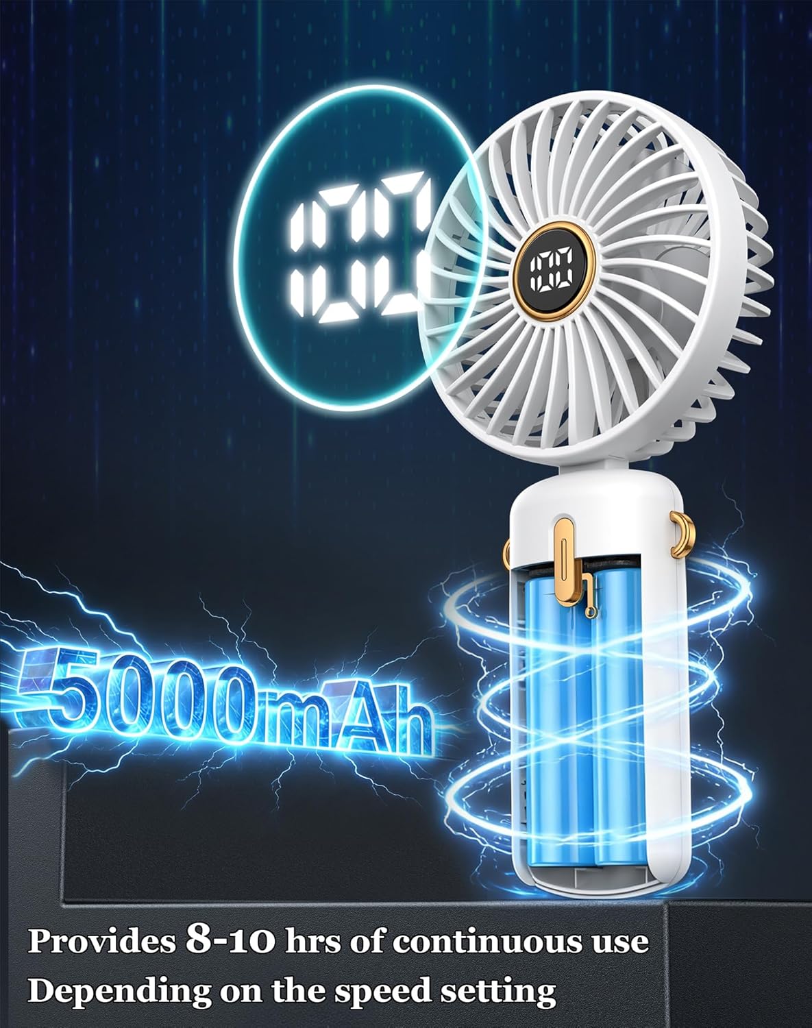 Detalle 2 de MGVIH Handheld Fan: Portable USB-Charged Personal Cooling in a Pocket-Sized Package