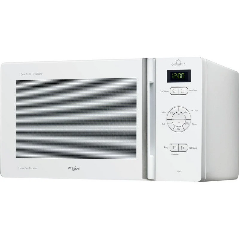 Detalle de Whirlpool MCP 346 WH: Horno microondas con grill 25 L y funciones avanzadas en blanco