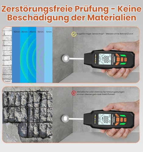 Detalle de Feuchtigkeitsmessgerät mit Kugelsensor von coczow – zerstörungsfreies Scannen für Holz, Wände und Betonuntergründe