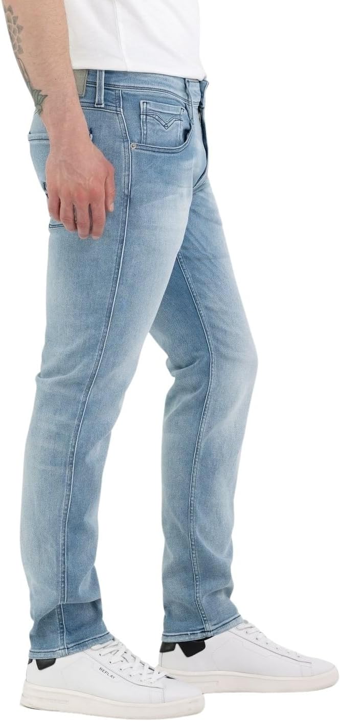 Detalle de Replay Herren Jeans Anbass Hyperflex Colour Xlite – Slim Fit mit Power Stretch