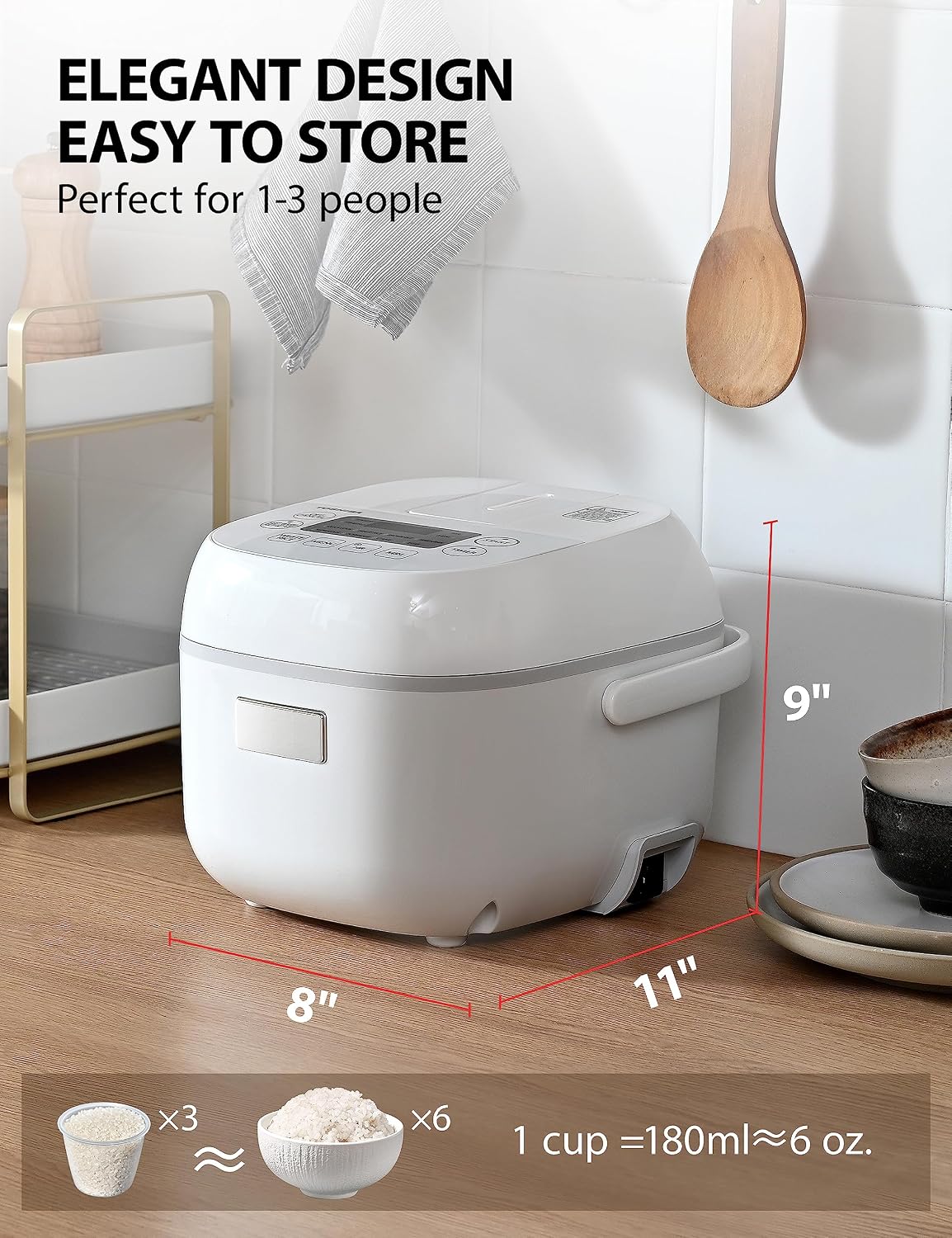 Detalle de TOSHIBA RC-5DSTCA(W) Rice Cooker, 3-Cup, 8 Functions, Fuzzy Logic