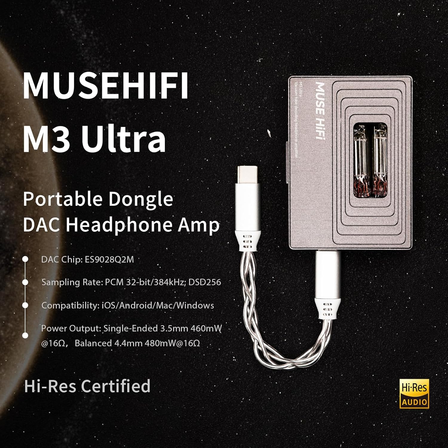 Detalle de HiFiGo MUSEHiFi M3 Ultra Portable Tube DAC Amp with JAN6418 Vacuum Tube