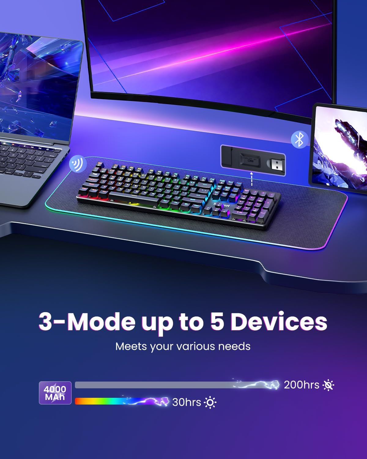 Detalle de Redragon K671KS Wireless Mechanical Gaming Keyboard
