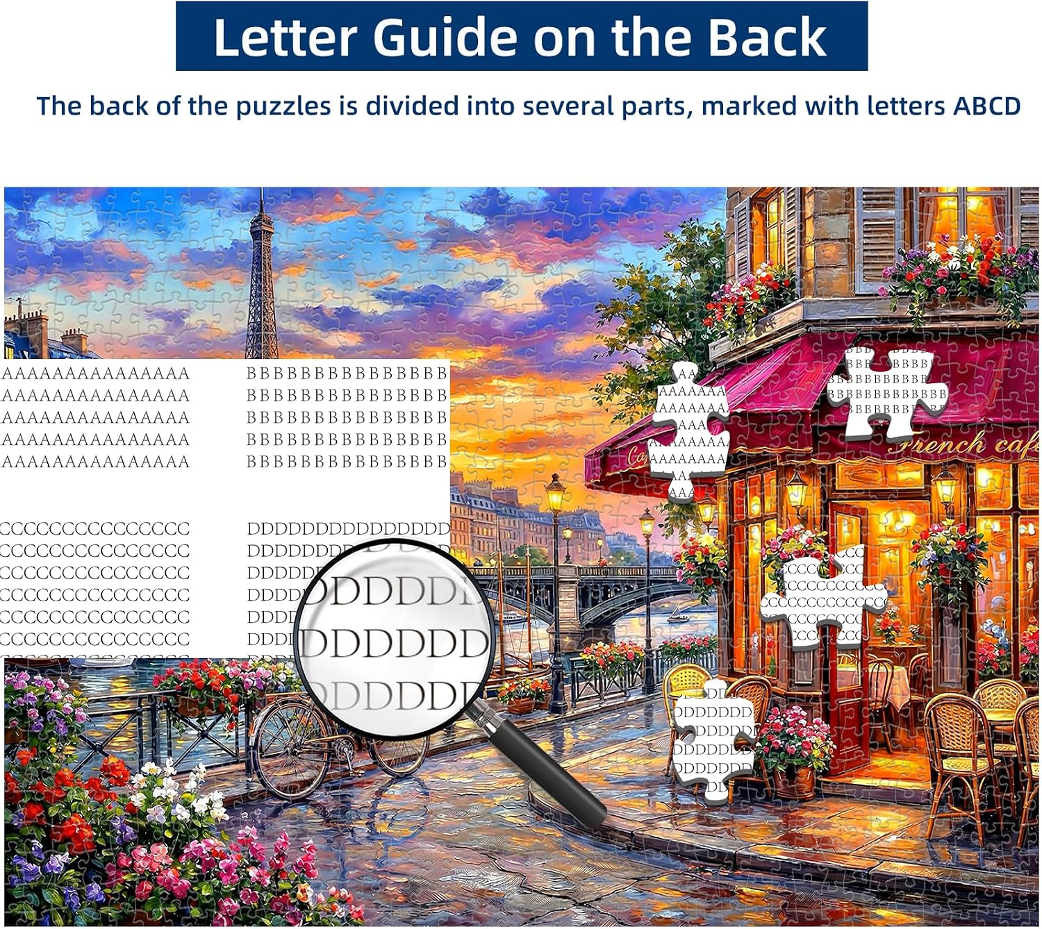 Detalle 2 de 1000-Piece Eiffel Tower Scenic Puzzle for Adults — Paris Sunset Edition
