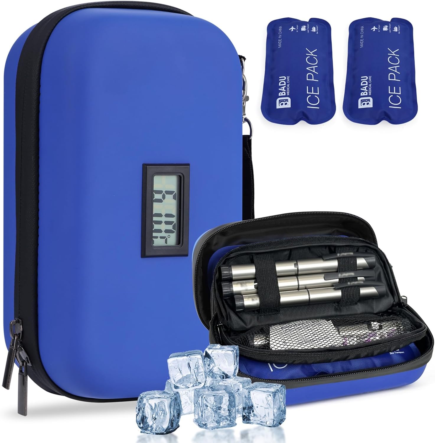 Detalle de HIMDUZE Insulin Cooler Travel Case (TSA approved) with thermometer and 2 reusable ice packs