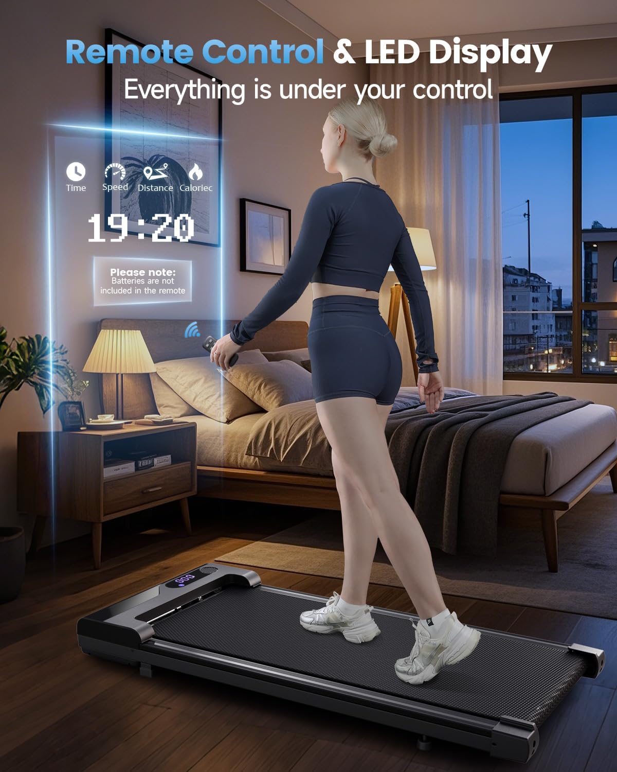 Detalle de Vhorilix XM-A1 Walking Pad Treadmill, Compact Under-Desk Design with LED Display