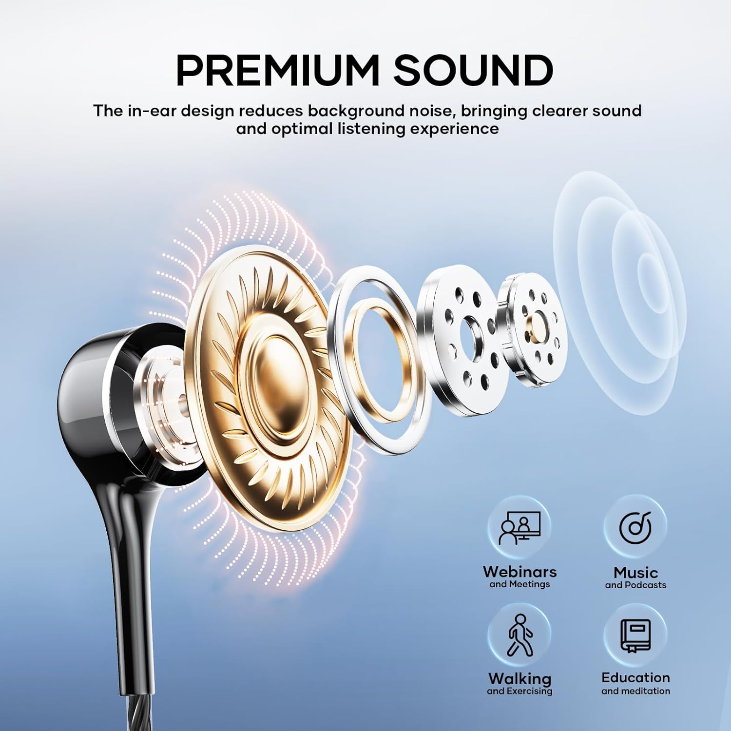 Thumbnail 2 de LWZCAM Wired Earbuds with Microphone (5-Pack) with Heavy Bass and Inline Controls