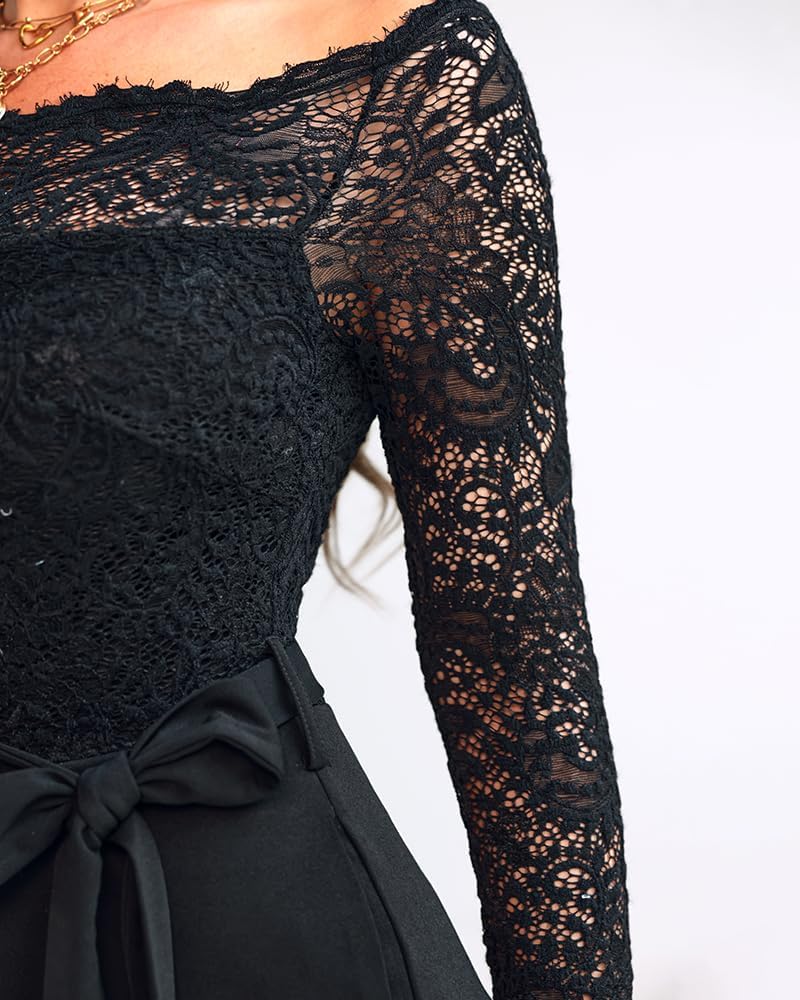 Thumbnail 6 de CHICME Dressy Jumpsuit Off-Shoulder Lace Trim