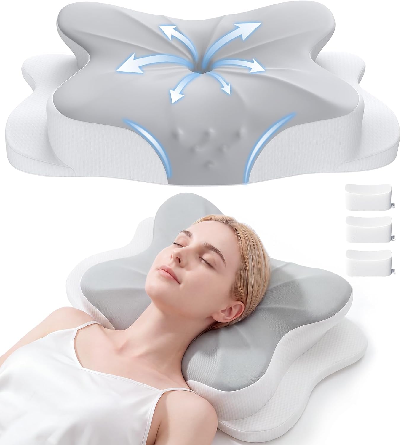 Detalle de iSkey Ergonomic Cervical Pillow with 3 Firmness Levels and Butterfly Contour