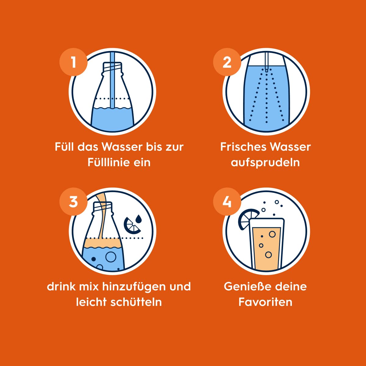 Detalle de Sodastream drink mix Mirinda – Sirup (4 x 440 ml) für sprudelndes & stilles Wasser, ergibt bis zu 9 L Getränk