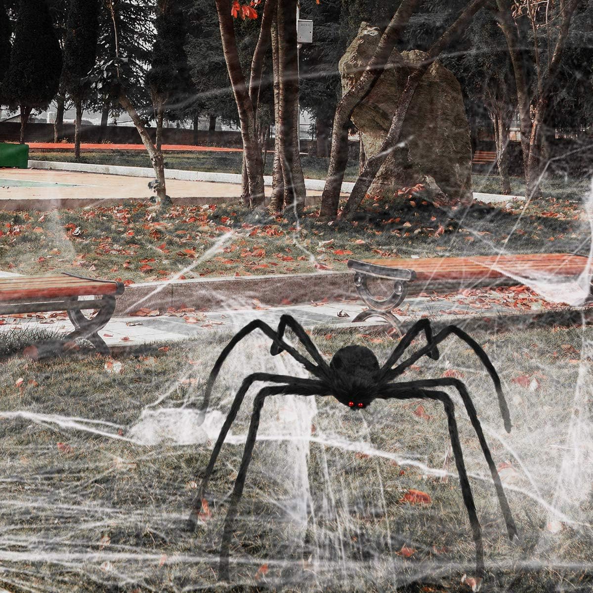 Detalle 2 de Libay Libay-15 Giant Halloween Spider, 79-Inch Black Hairy Decor