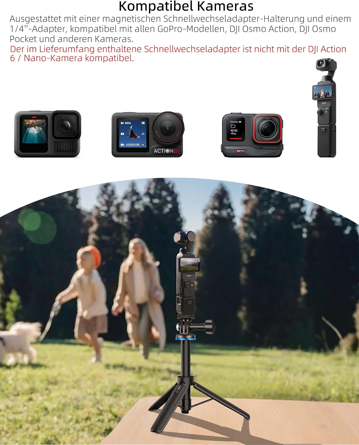 Thumbnail 1 de 51 cm Osmo Action Selfie Stick Stativ-Set für DJI Action 5 Pro/4/3, Osmo 360 – Mini-Stativ & erweiterbarer Griff
